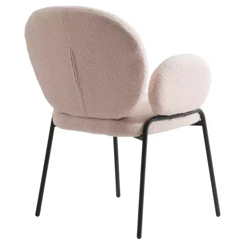 Chaises de salle à manger avec accoudoirs en Boucle Série Céleste LeisureMod avec cadre noir, lot de 2, confortables, élégantes, accent moderne pour salles à manger et cuisines