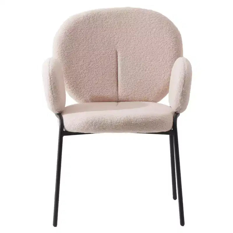 Chaises de salle à manger avec accoudoirs en Boucle Série Céleste LeisureMod avec cadre noir, lot de 2, confortables, élégantes, accent moderne pour salles à manger et cuisines