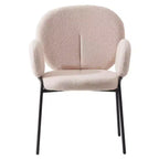 Chaises de salle à manger avec accoudoirs en Boucle Série Céleste LeisureMod avec cadre noir, lot de 2, confortables, élégantes, accent moderne pour salles à manger et cuisines