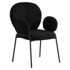 Chaises de salle à manger avec accoudoirs en Boucle Série Céleste LeisureMod avec cadre noir, lot de 2, confortables, élégantes, accent moderne pour salles à manger et cuisines