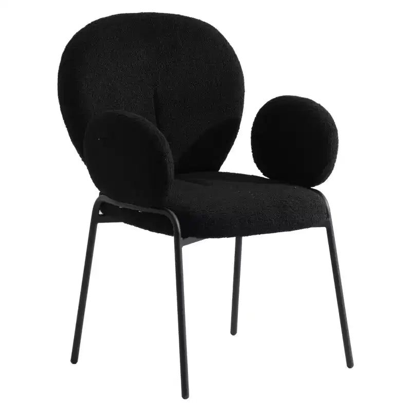 Chaises de salle à manger avec accoudoirs en Boucle Série Céleste LeisureMod avec cadre noir, lot de 2, confortables, élégantes, accent moderne pour salles à manger et cuisines