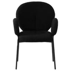 Chaises de salle à manger avec accoudoirs en Boucle Série Céleste LeisureMod avec cadre noir, lot de 2, confortables, élégantes, accent moderne pour salles à manger et cuisines