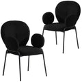Chaises de salle à manger avec accoudoirs en Boucle Série Céleste LeisureMod avec cadre noir, lot de 2, confortables, élégantes, accent moderne pour salles à manger et cuisines