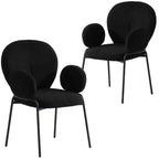 Chaises de salle à manger avec accoudoirs en Boucle Série Céleste LeisureMod avec cadre noir, lot de 2, confortables, élégantes, accent moderne pour salles à manger et cuisines