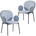 Chaises de salle à manger avec accoudoirs en Boucle Série Céleste LeisureMod avec cadre noir, lot de 2, confortables, élégantes, accent moderne pour salles à manger et cuisines