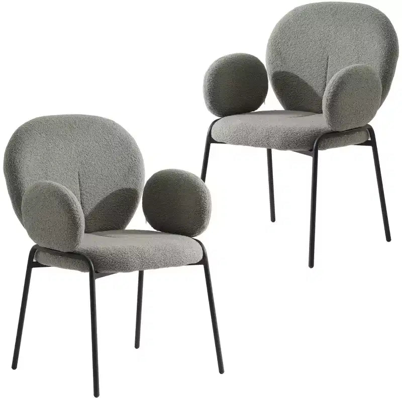 Chaises de salle à manger avec accoudoirs en Boucle Série Céleste LeisureMod avec cadre noir, lot de 2, confortables, élégantes, accent moderne pour salles à manger et cuisines
