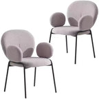 Chaises de salle à manger avec accoudoirs en Boucle Série Céleste LeisureMod avec cadre noir, lot de 2, confortables, élégantes, accent moderne pour salles à manger et cuisines