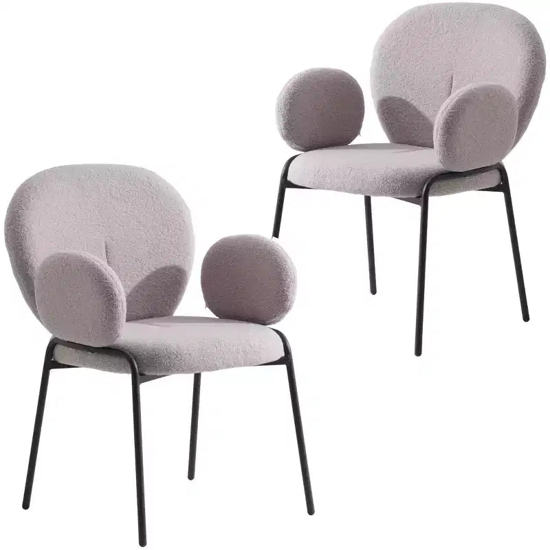 Chaises de salle à manger avec accoudoirs en Boucle Série Céleste LeisureMod avec cadre noir, lot de 2, confortables, élégantes, accent moderne pour salles à manger et cuisines