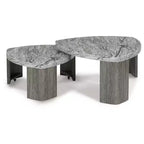 Signature Design by Ashley Surmour Table basse gigogne moderne avec plateau en faux marbre, Gris