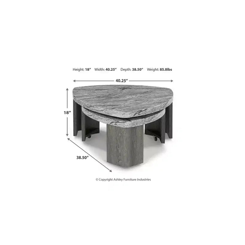 Signature Design by Ashley Surmour Table basse gigogne moderne avec plateau en faux marbre, Gris