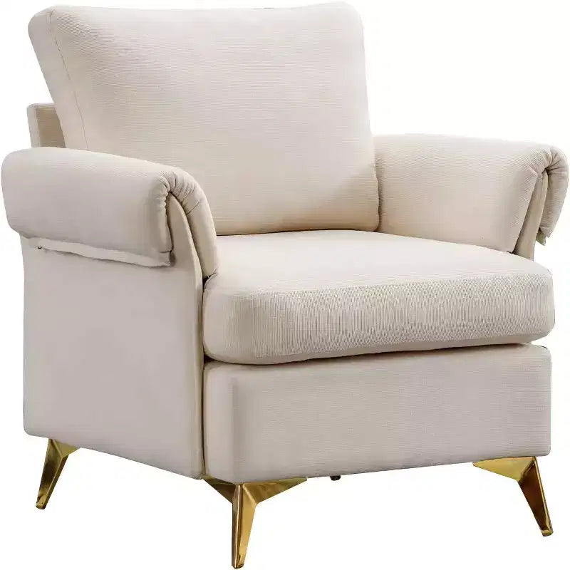 Bestier Fauteuil en lin ivoire, capitonné, avec coussin lombaire