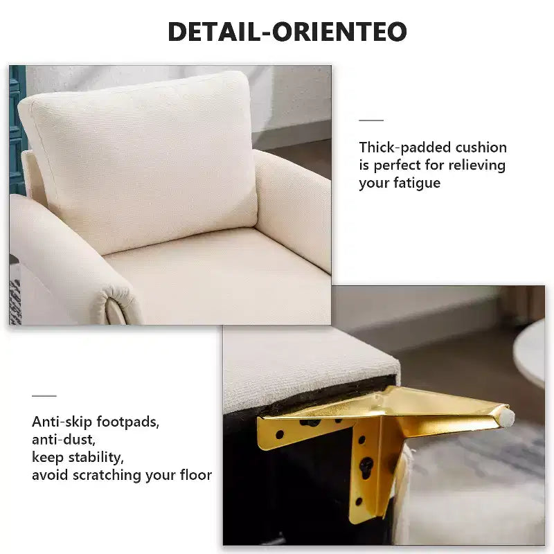 Bestier Fauteuil en lin ivoire, capitonné, avec coussin lombaire