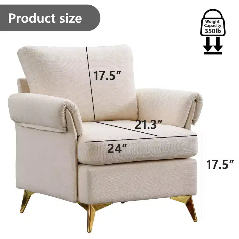 Bestier Fauteuil en lin ivoire, capitonné, avec coussin lombaire