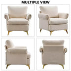 Bestier Fauteuil en lin ivoire, capitonné, avec coussin lombaire