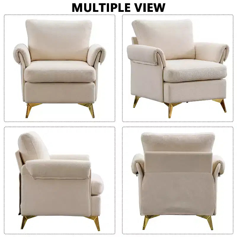 Bestier Fauteuil en lin ivoire, capitonné, avec coussin lombaire