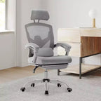 Chaise de jeu ergonomique en maille JIONJOY avec repose-pieds – Inclinaison de 90 à 135°, support lombaire et appui-tête réglables