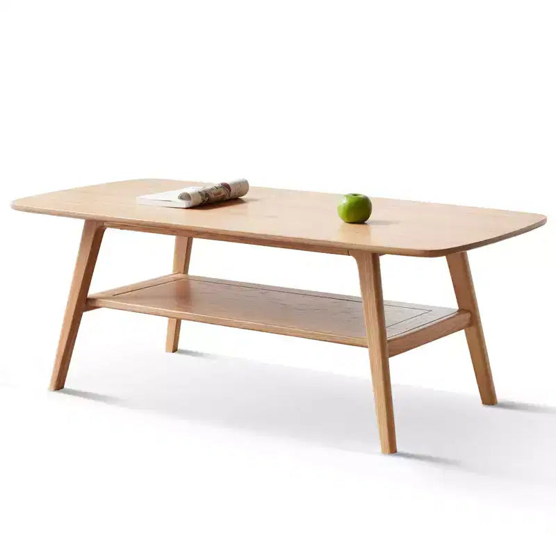 MAYEERTY Table d'appoint en bois massif avec étagère de rangement pour salon