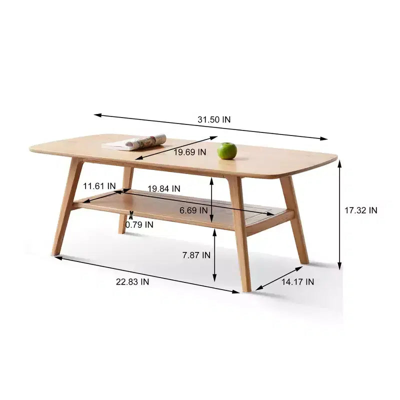 MAYEERTY Table d'appoint en bois massif avec étagère de rangement pour salon