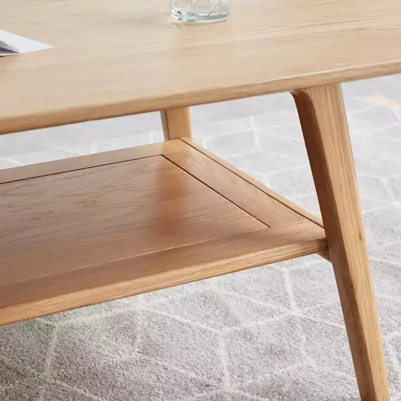 MAYEERTY Table d'appoint en bois massif avec étagère de rangement pour salon