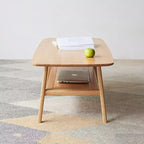 MAYEERTY Table d'appoint en bois massif avec étagère de rangement pour salon