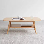 MAYEERTY Table d'appoint en bois massif avec étagère de rangement pour salon