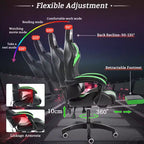 Fauteuil de Gamer Ergonomique de Bureau Hoffree Comfort Massage avec Repose-pieds et Lumière RGB
