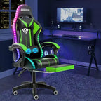 Fauteuil de Gamer Ergonomique de Bureau Hoffree Comfort Massage avec Repose-pieds et Lumière RGB