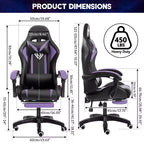 Fauteuil de Gamer Ergonomique de Bureau Hoffree Comfort Massage avec Repose-pieds et Lumière RGB
