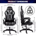 Fauteuil de Gamer Ergonomique de Bureau Hoffree Comfort Massage avec Repose-pieds et Lumière RGB