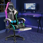 Fauteuil de Gamer Ergonomique de Bureau Hoffree Comfort Massage avec Repose-pieds et Lumière RGB