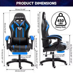 Fauteuil de Gamer Ergonomique de Bureau Hoffree Comfort Massage avec Repose-pieds et Lumière RGB
