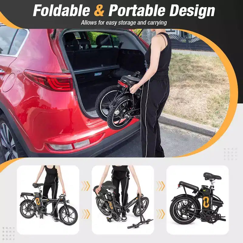Vélo électrique pliant Costway 16 avec moteur sans balais de 650 W en pointe