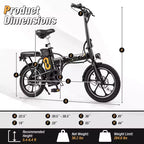 Vélo électrique pliant Costway 16 avec moteur sans balais de 650 W en pointe