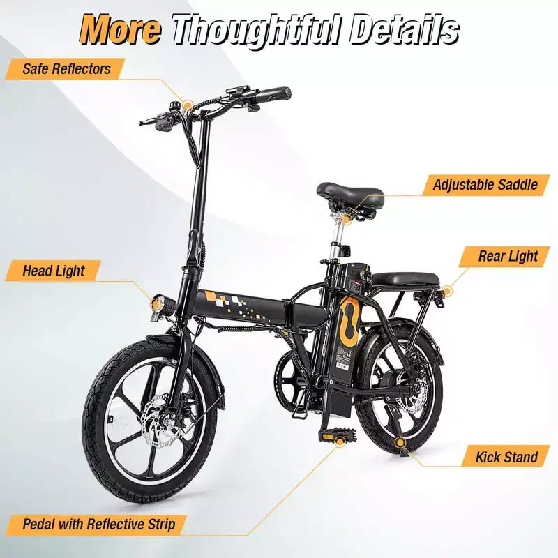 Vélo électrique pliant Costway 16 avec moteur sans balais de 650 W en pointe