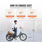 Vélo tricycle VEVOR pour adultes, trikes pour adultes à 7 vitesses, vélos à trois roues de 24 pouces, vélo cruiser en acier au carbone avec panier et siège réglable