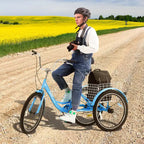 VEVOR Tricycles pour adultes, vélos à trois roues de 24 pouces, tricycles à 3 roues, vélo de croisière en acier au carbone avec panier et siège réglable