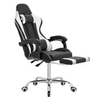 Chaise de jeu inclinable VECELO, Chaise de jeu ergonomique en similicuir réglable en hauteur avec repose-pieds et soutien lombaire, Noir