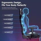 Douxlife Chaise de jeu ergonomique moderne avec massage en 7 points, repose-pieds et accoudoirs réglables, noir et gris