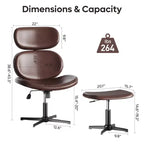 Chaise de bureau pivotante Bestier avec pouf, chaise de bureau inclinable avec dossier haut et appui-tête réglables, chaise de jeu ergonomique en PU