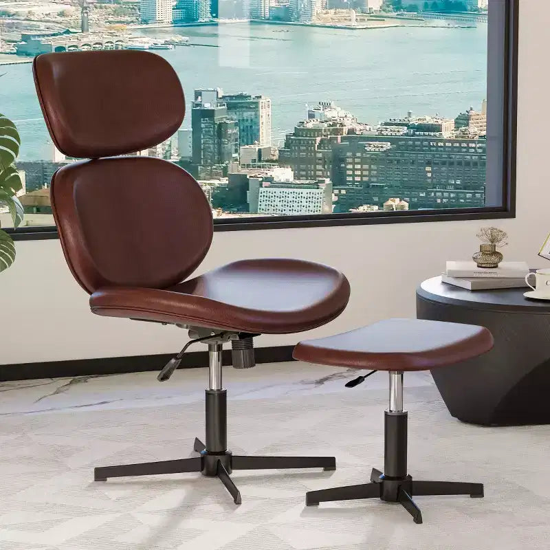 Chaise de bureau pivotante Bestier avec pouf, chaise de bureau inclinable avec dossier haut et appui-tête réglables, chaise de jeu ergonomique en PU