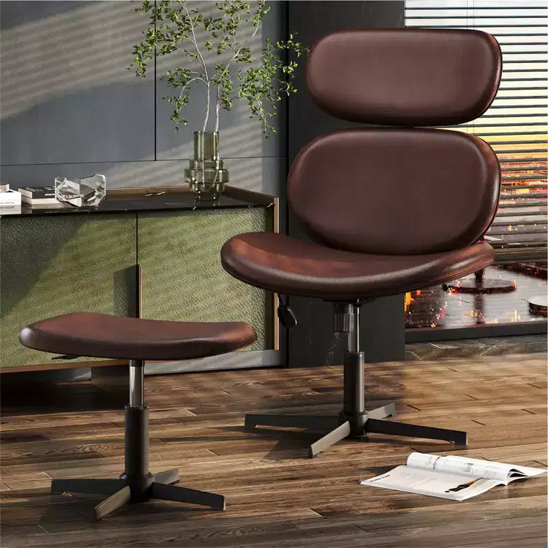 Chaise de bureau pivotante Bestier avec pouf, chaise de bureau inclinable avec dossier haut et appui-tête réglables, chaise de jeu ergonomique en PU