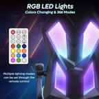 Chaise de jeu Bestier en tissu respirant avec éclairage LED RVB et accoudoirs réglables