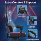 Chaise de jeu Bestier en tissu respirant avec éclairage LED RVB et accoudoirs réglables