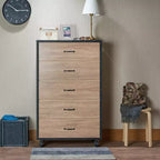 Commode en bois GDFStudio Herty à 5 tiroirs avec roulettes