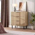 Commode 3 tiroirs ondulés 28" – Sécurité anti-basculement, grande commode de rangement avec pieds en métal pour chambre et entrée
