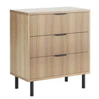 Commode 3 tiroirs ondulés 28" – Sécurité anti-basculement, grande commode de rangement avec pieds en métal pour chambre et entrée