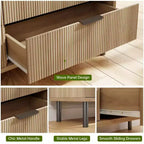 Commode 3 tiroirs ondulés 28" – Sécurité anti-basculement, grande commode de rangement avec pieds en métal pour chambre et entrée