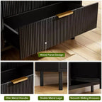 Commode 3 tiroirs ondulés 28" – Sécurité anti-basculement, grande commode de rangement avec pieds en métal pour chambre et entrée