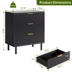 Commode 3 tiroirs ondulés 28" – Sécurité anti-basculement, grande commode de rangement avec pieds en métal pour chambre et entrée