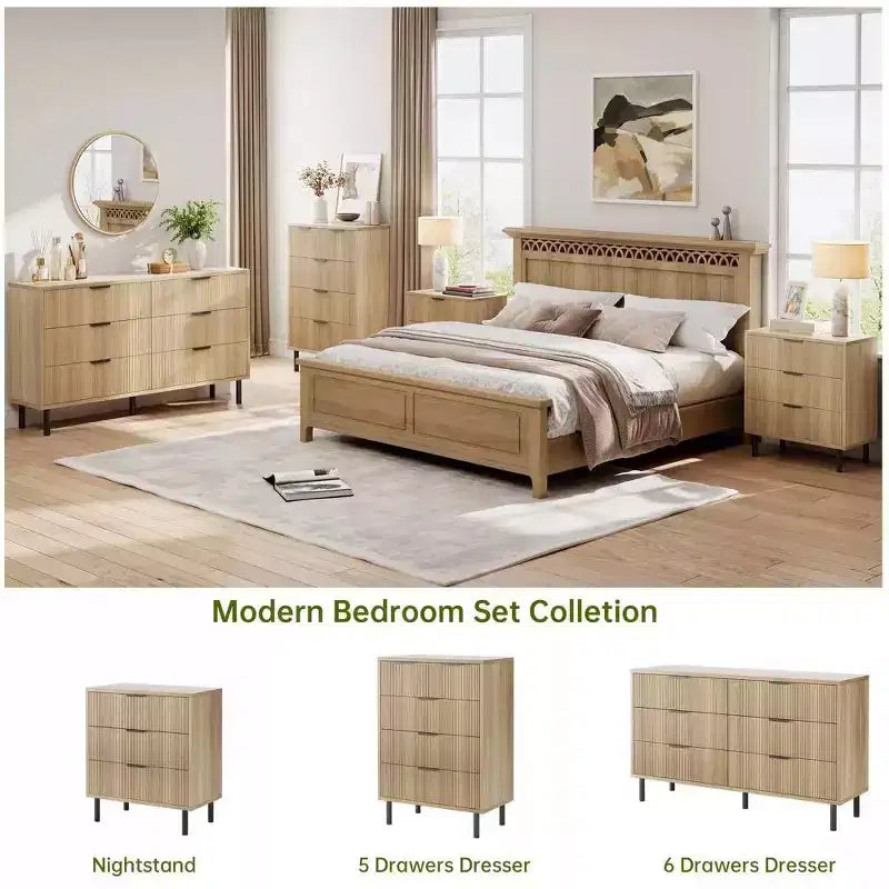 Commode 3 tiroirs ondulés 28" – Sécurité anti-basculement, grande commode de rangement avec pieds en métal pour chambre et entrée